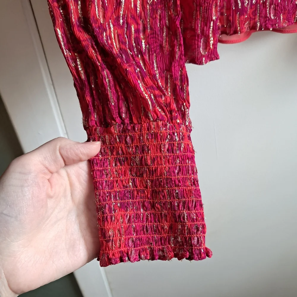 Lilly Pulitzer Alfreda Long Sleeve Blouse Red Purple Size 16